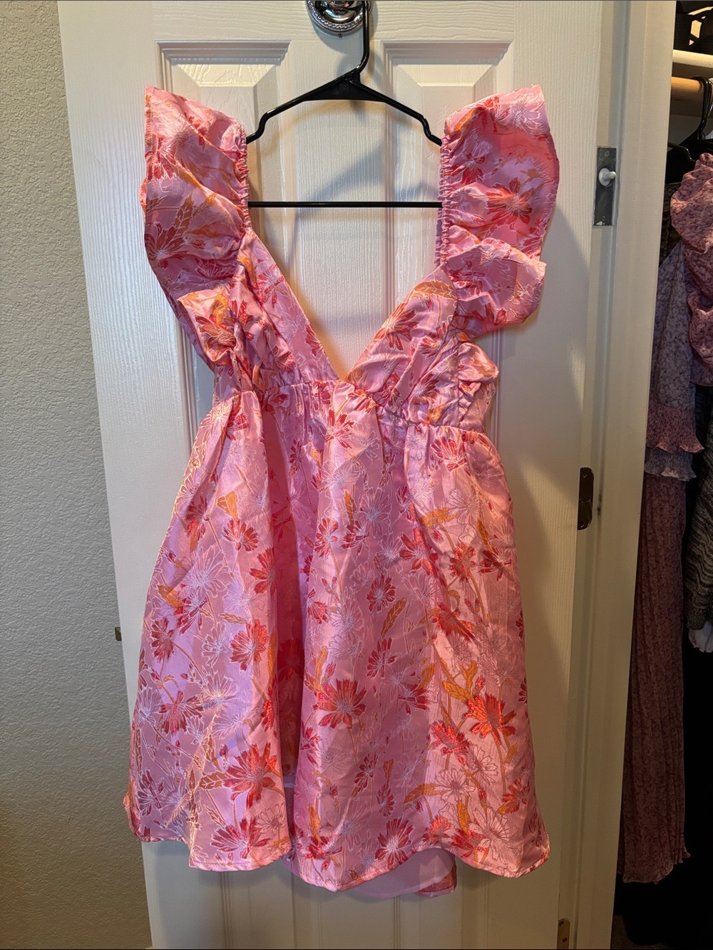 BuddyLove Penny Babydoll Mini Dress NWOT After Party Pink Orange size Large